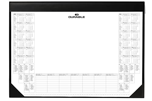 Durable 729101 Almohadilla de escritorio con bloque de calendario, 25 hojas, 590 x 420 mm, negro