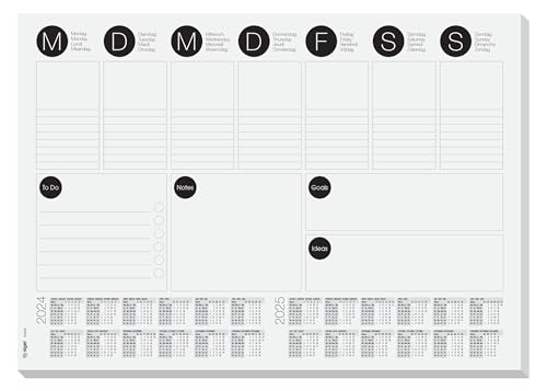 SIGEL HO506 Vade de papel de sobremesa con calendario bianual actual, planificador semanal y lista To-do, 42 x 29.7 cm, 30 hojas
