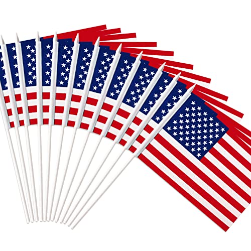 Anley USA Stick Flag, American US 5x8 Inch (12 X 20cm) Mini Handheld Handle con 12 