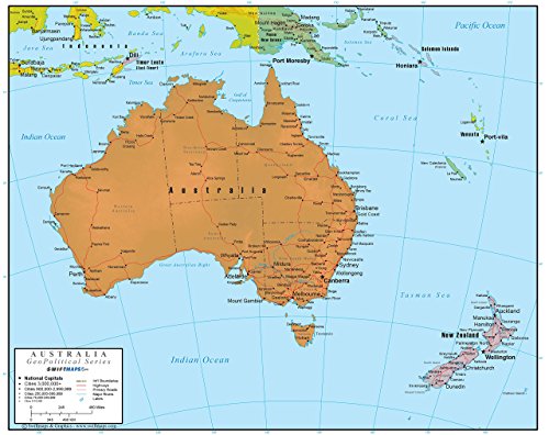 Swiftmaps Australia - Mapa de Pared (edición geopolítica, Laminado de 18 x 22)